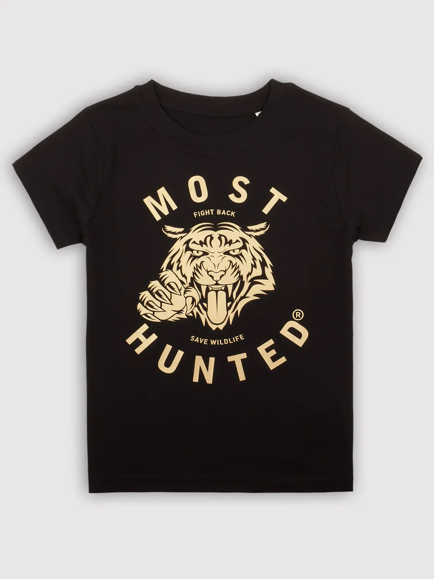 kids tijger klauw t-shirt zwart goud