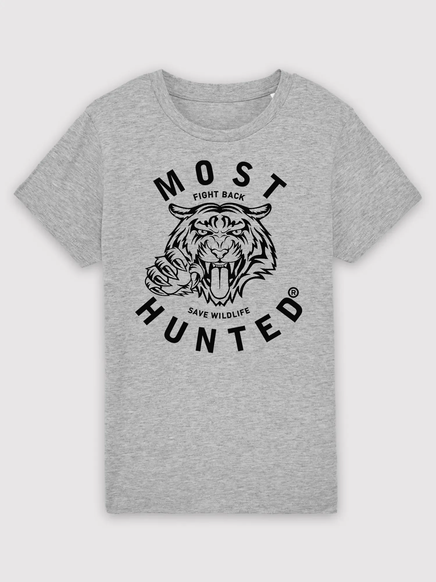 kids tijger klauw t-shirt grijs zwart