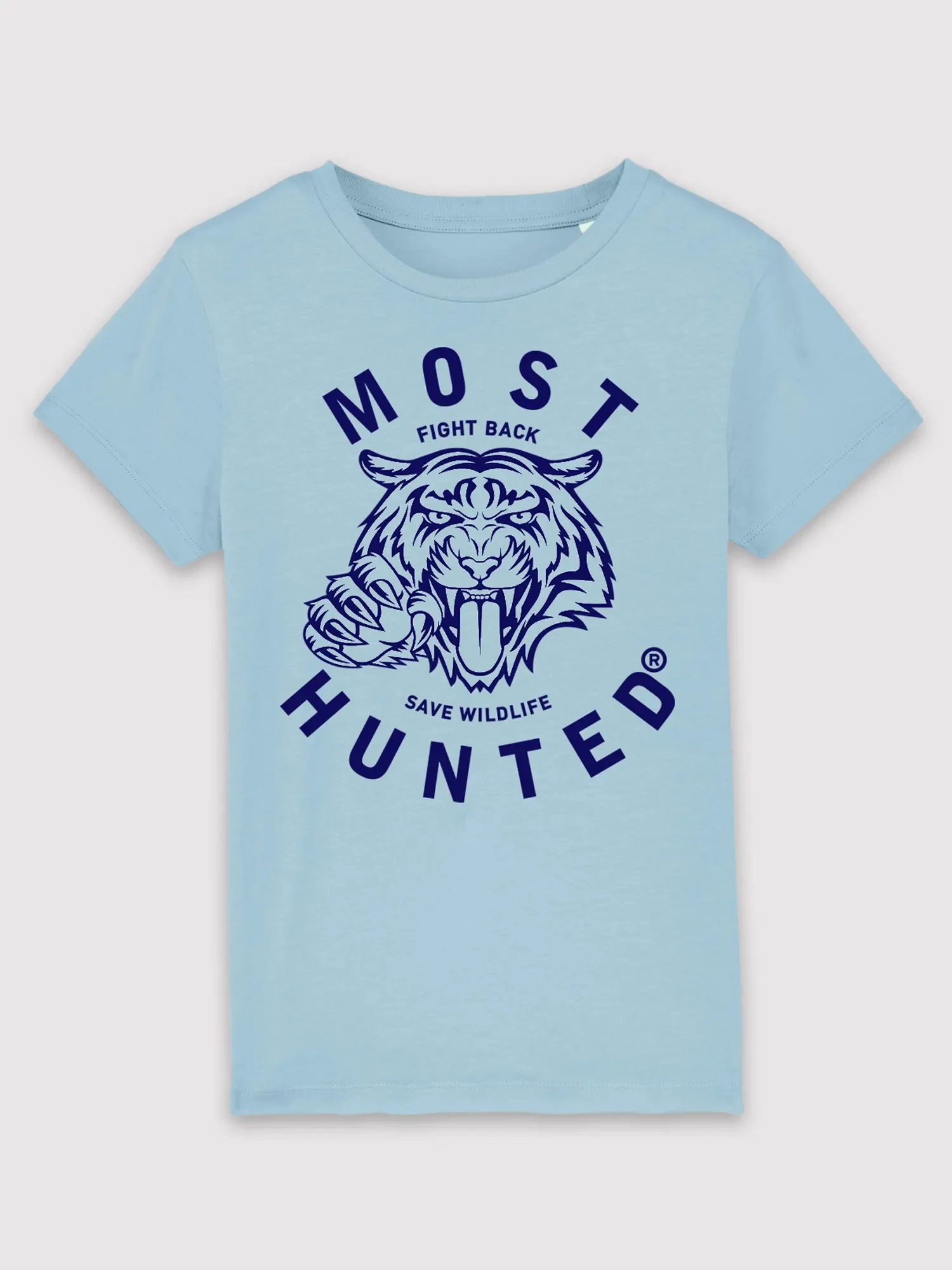 kids tijger klauw t-shirt licht blauw navy