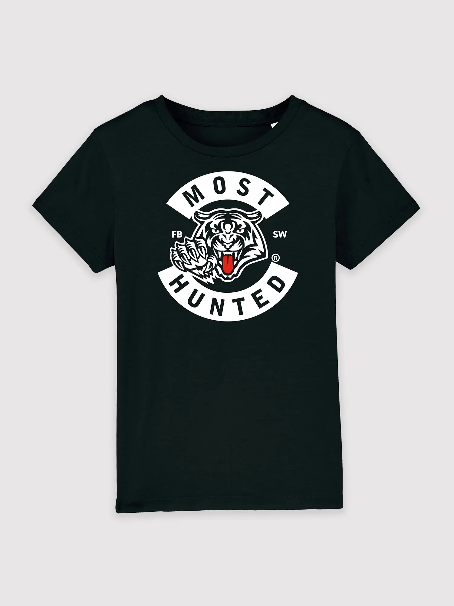 kids tijger tong t-shirt-zwart
