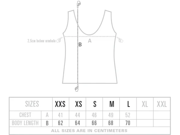 maattabel dames tijger glow tank top