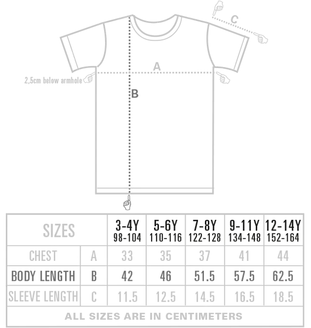 Kids T-Shirt Size Chart