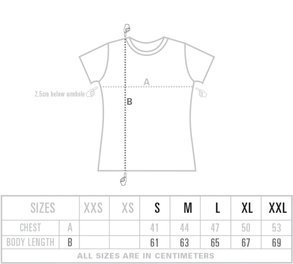 maattabel dames tijger tong t-shirt zwart