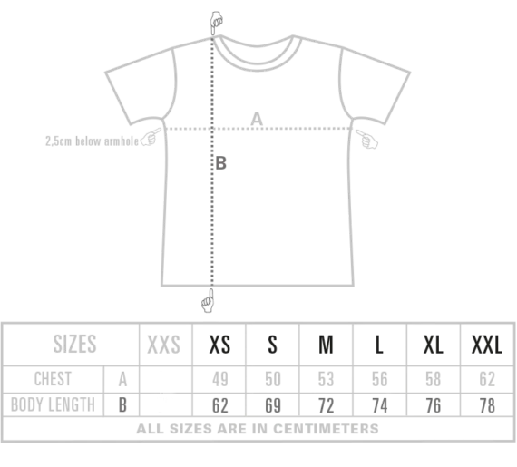 unisex t-shirt maattabel