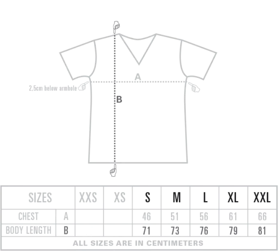 maattabel heren tijger v-neck t-shirt wit