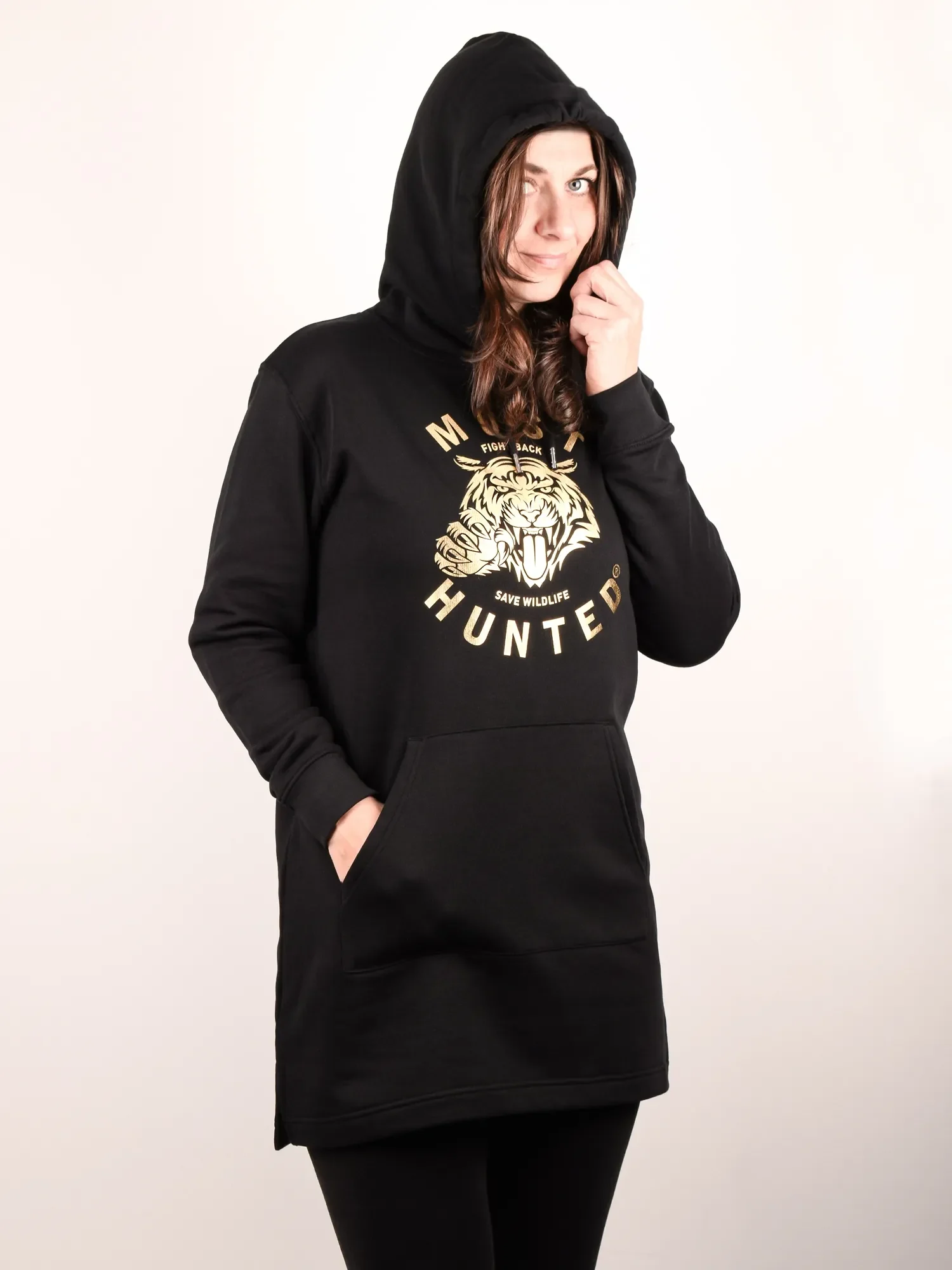 dames hoodie sweatjurk zwart