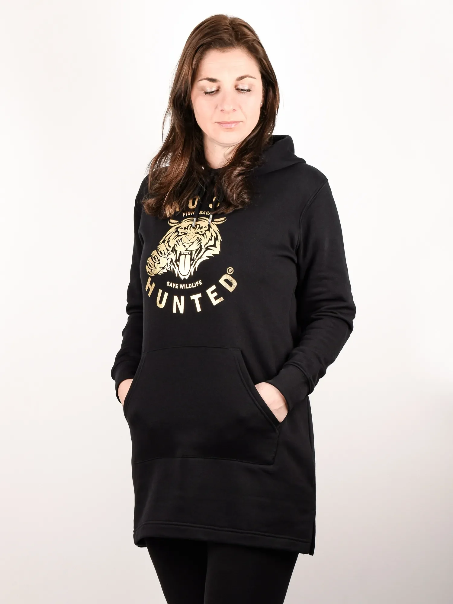 dames hoodie sweatjurk zwart