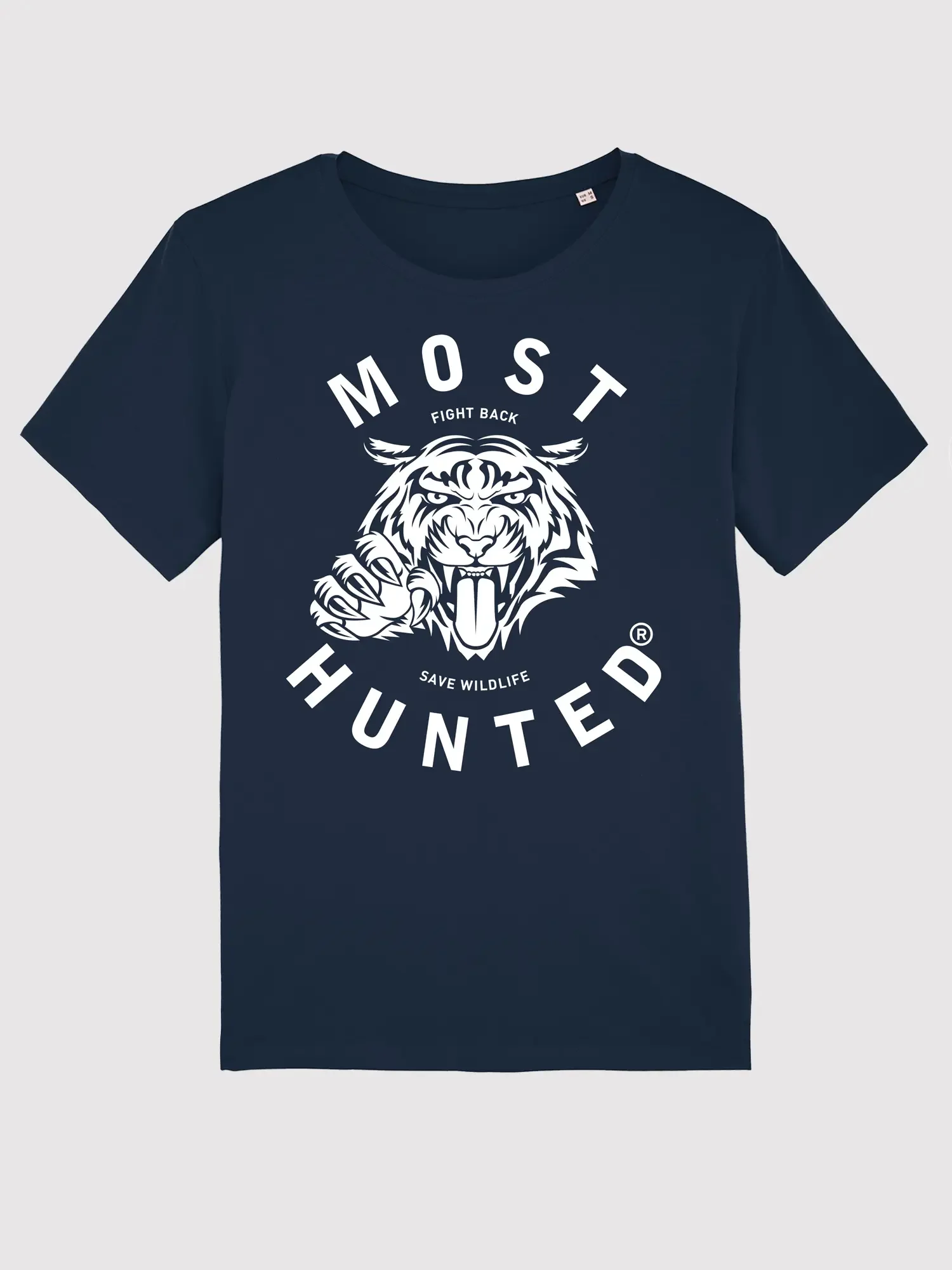 unisex tijger t-shirt navy wit