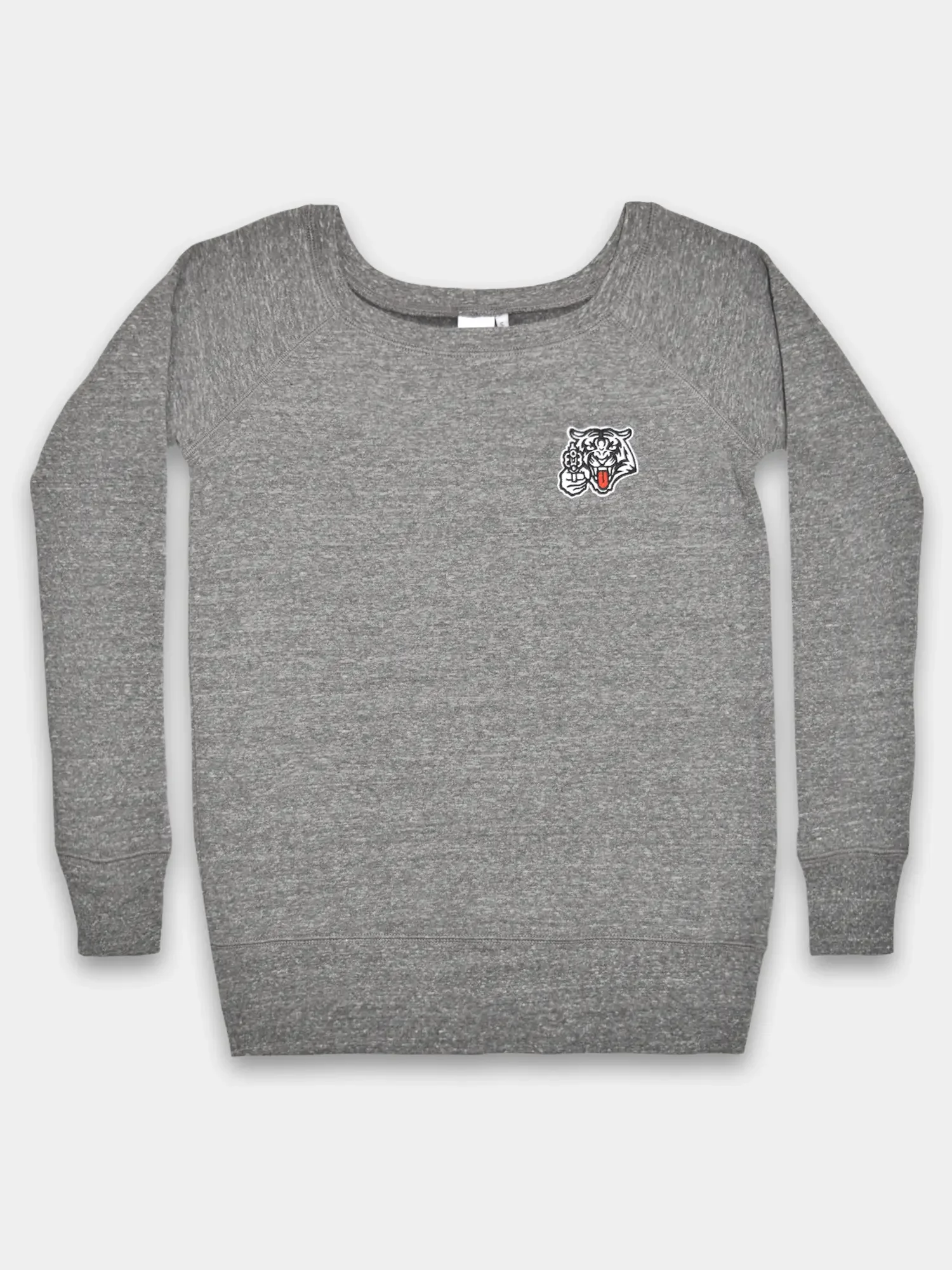 dames sweater wijde hals grijs