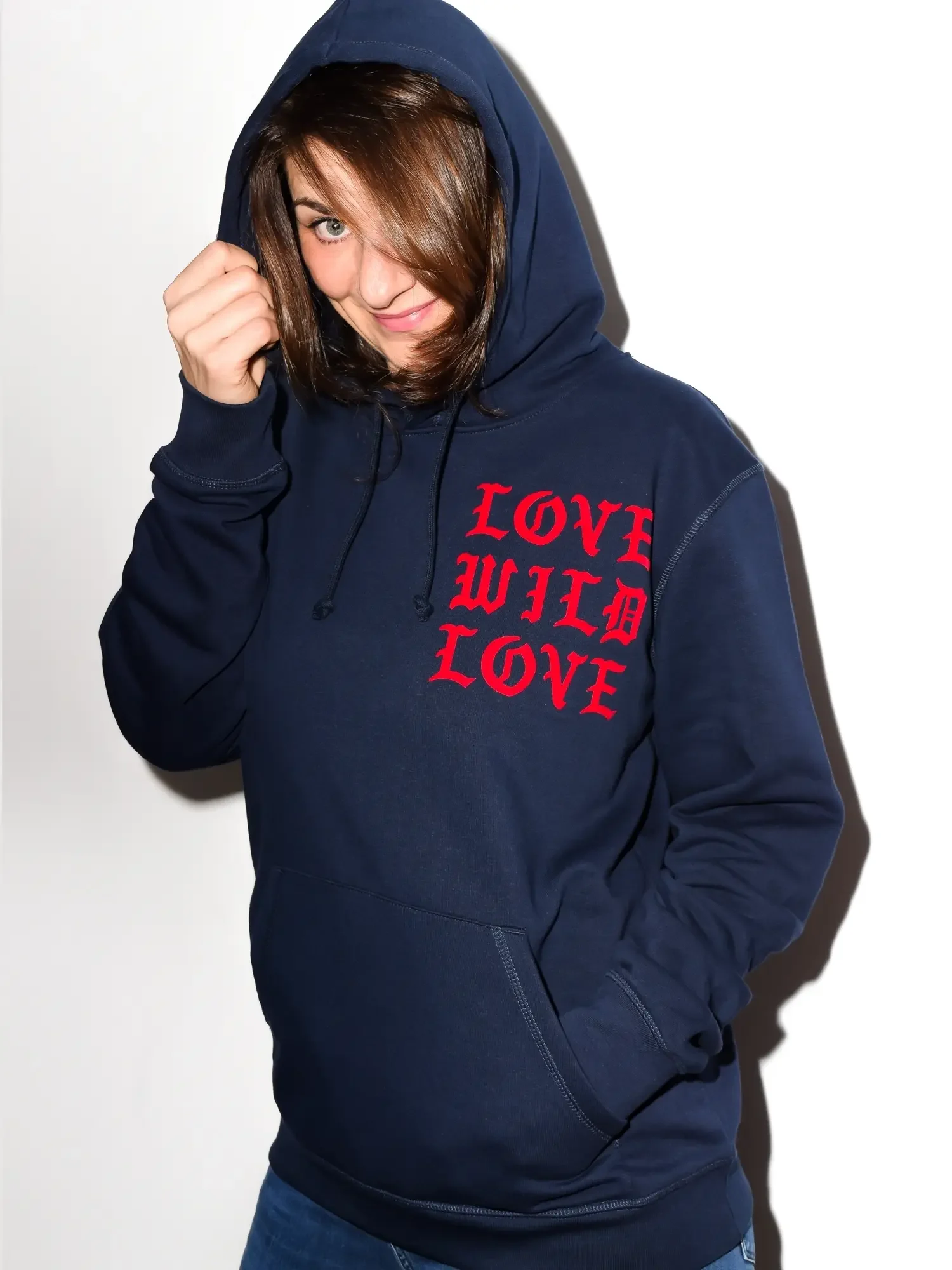 love wild love hoodie navy rood flock