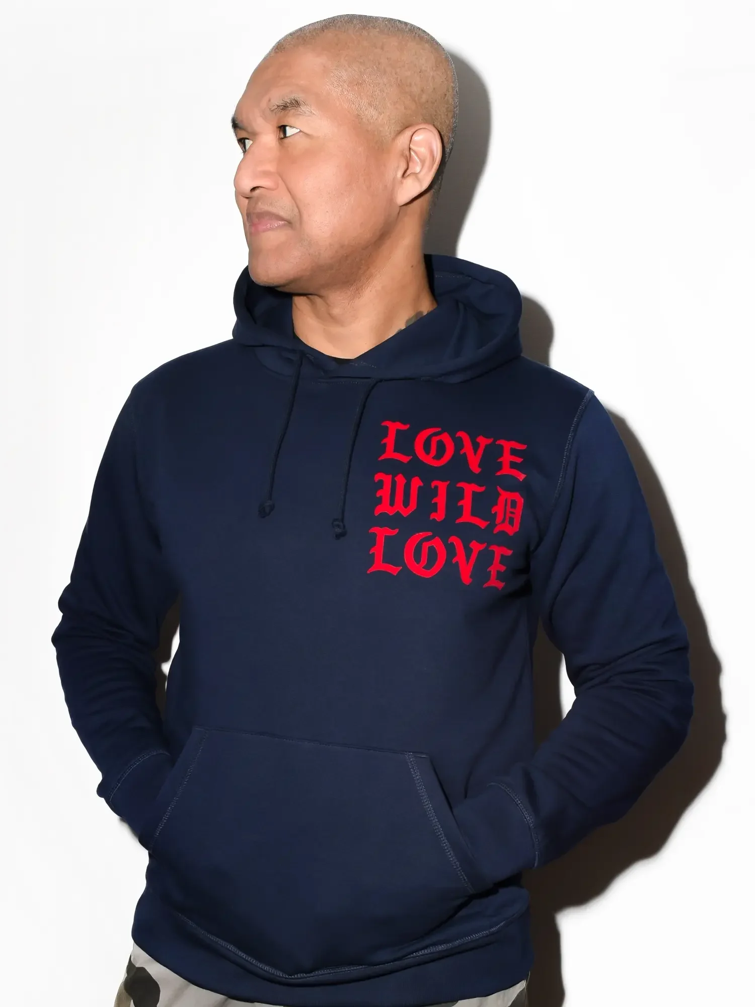 love wild love hoodie navy rood flock