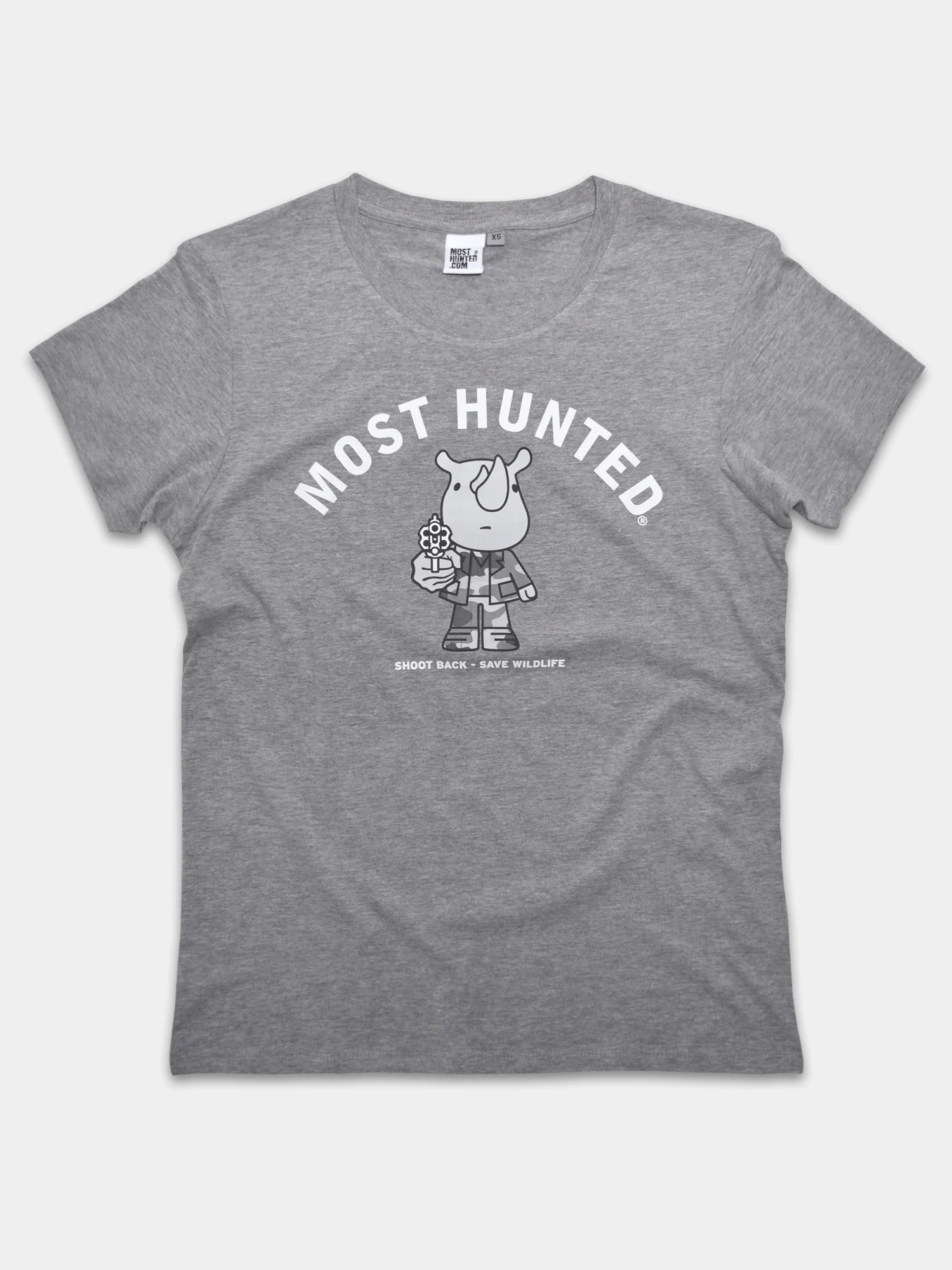 unisex t-shirt radicale neushoorn grijs