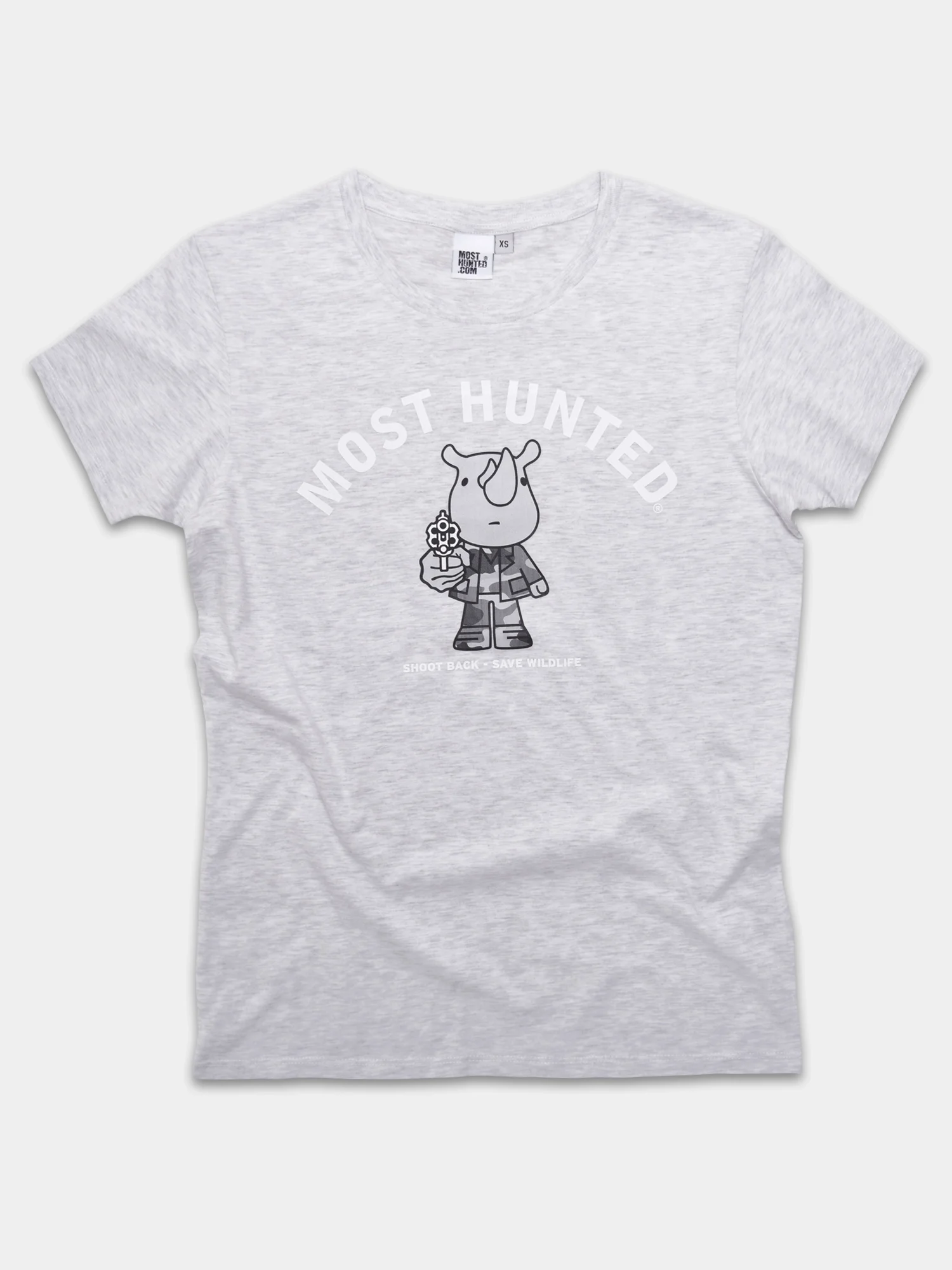 unisex t-shirt radicale neushoorn licht grijs