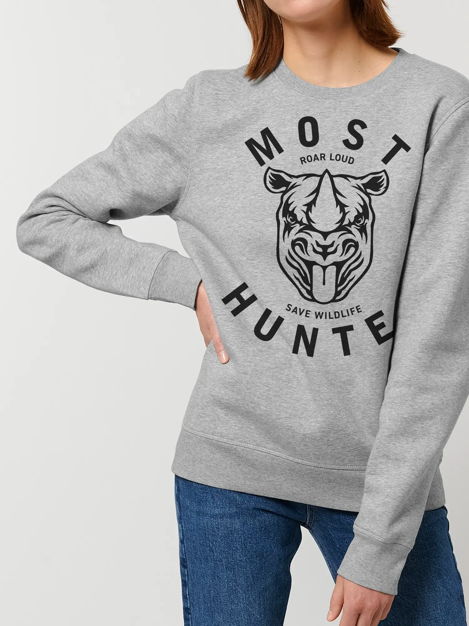 neushoorn sweater grijs