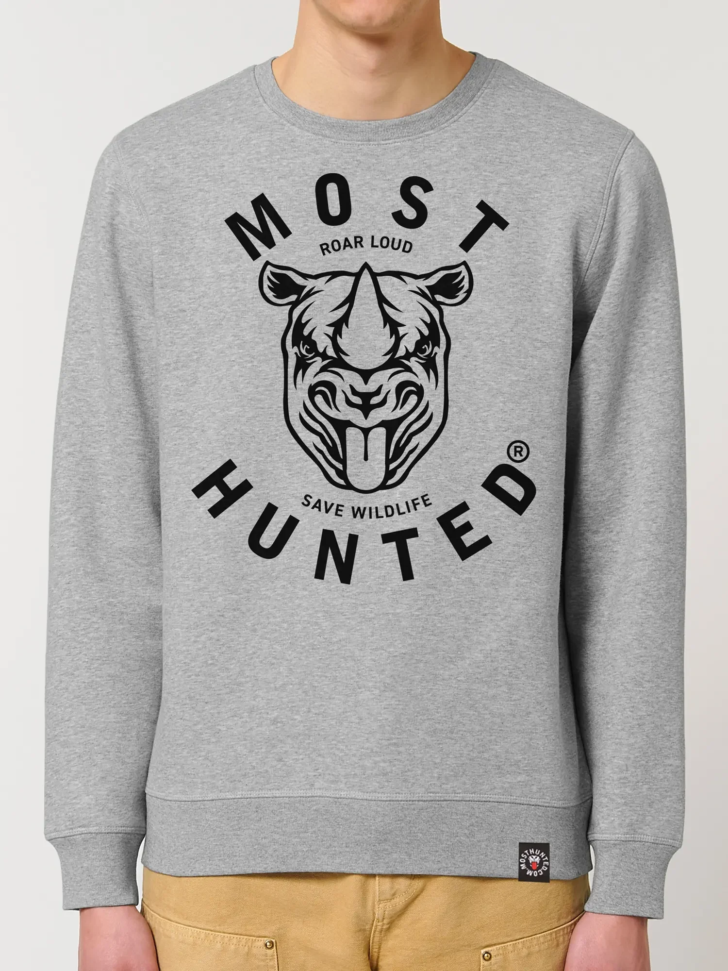 neushoorn sweater grijs