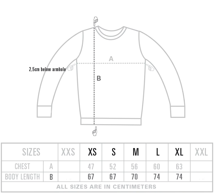 Unisex Sweater Size Chart