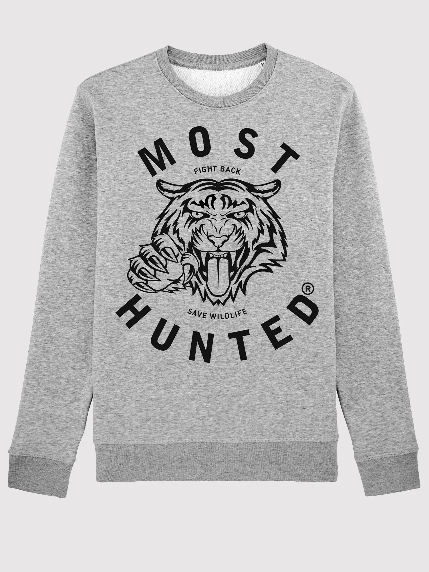 unisex tijger sweater grijs zwart