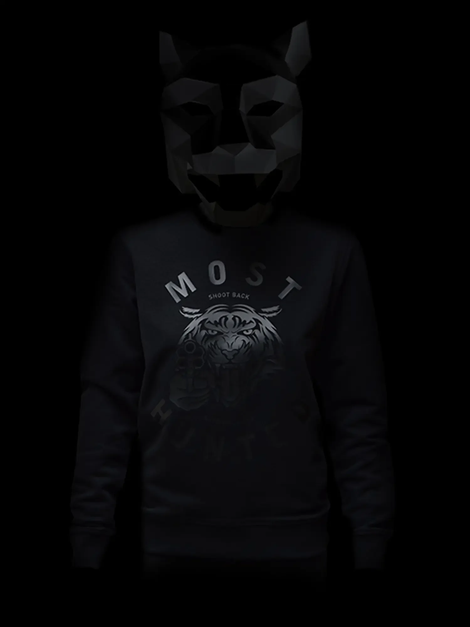 unisex tijger sweater zwart zwart