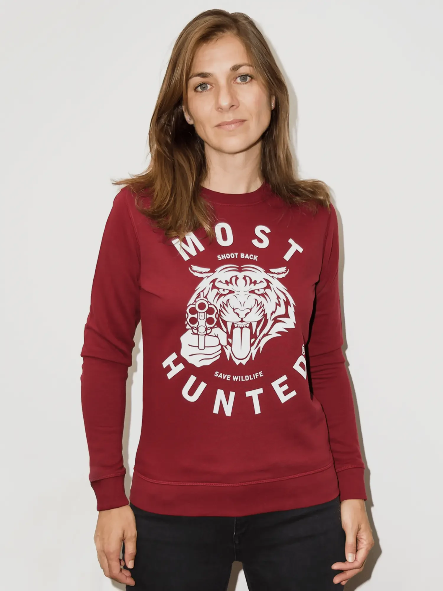 unisex tijger sweater bordeaux wit