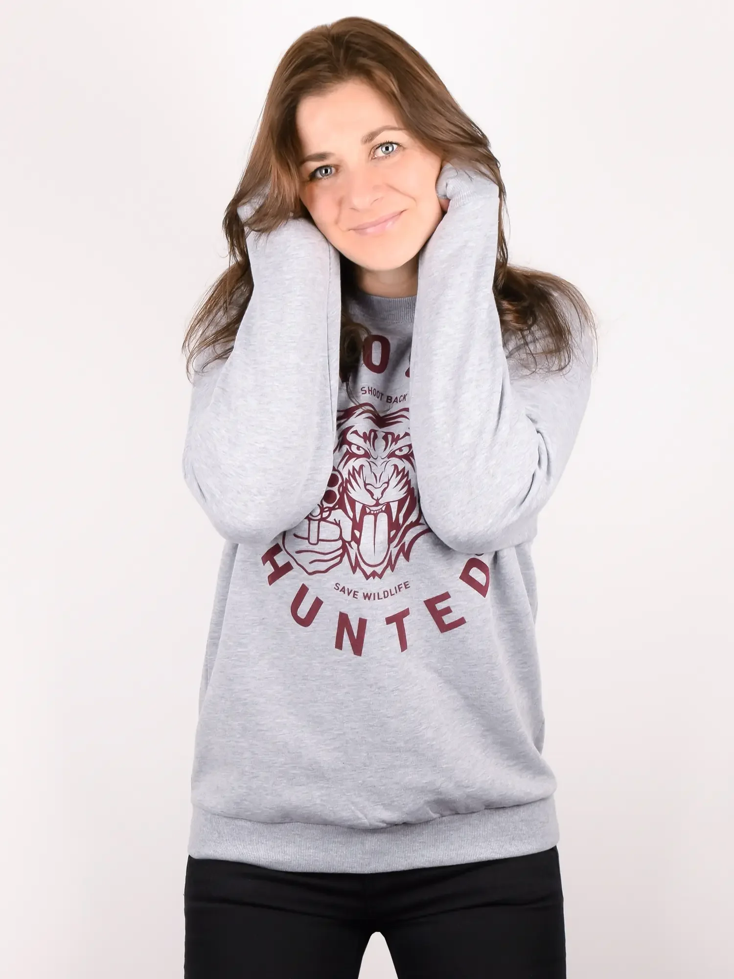 tijger sweater grijs flock bordeaux