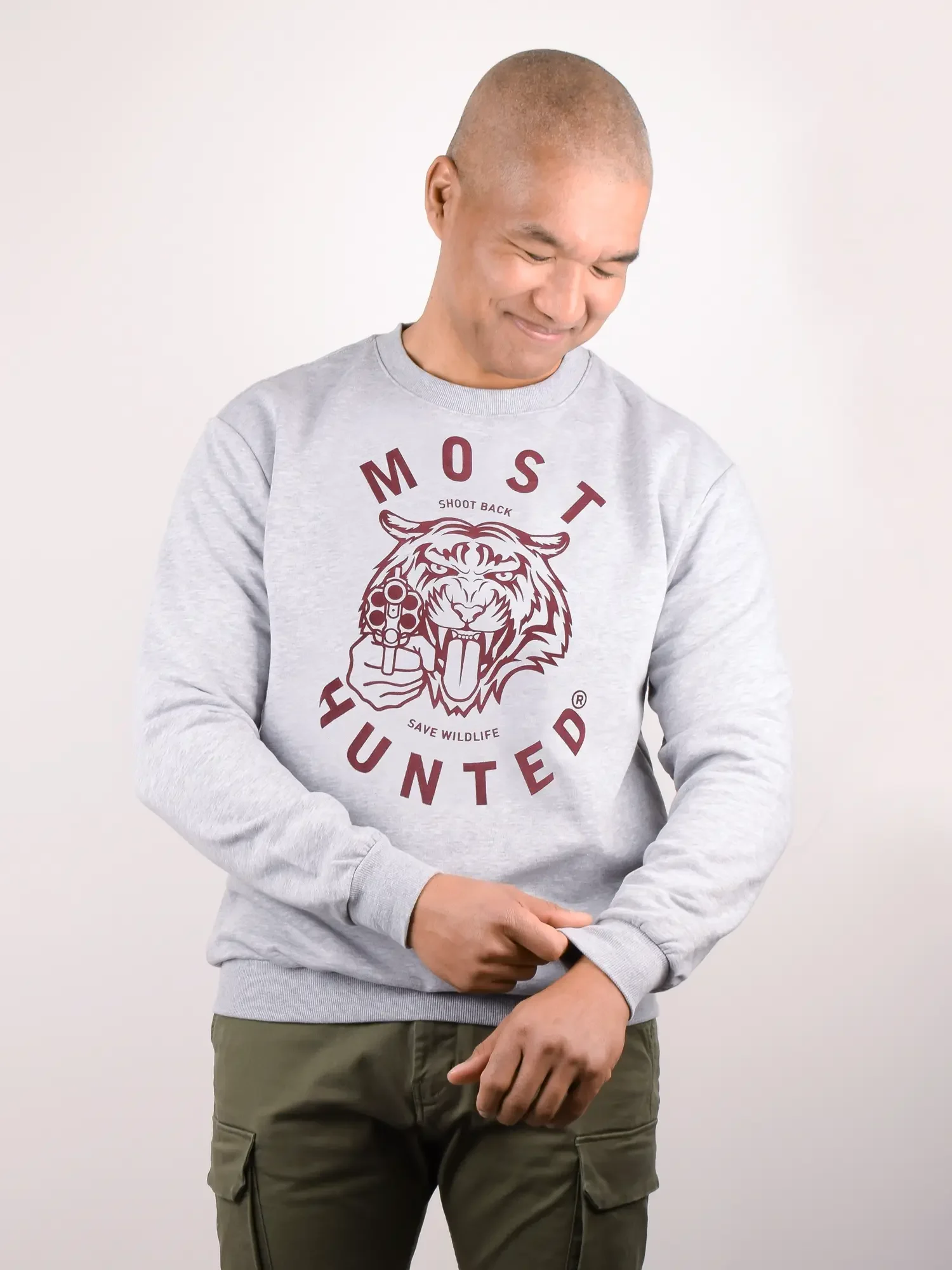 tijger sweater grijs flock bordeaux