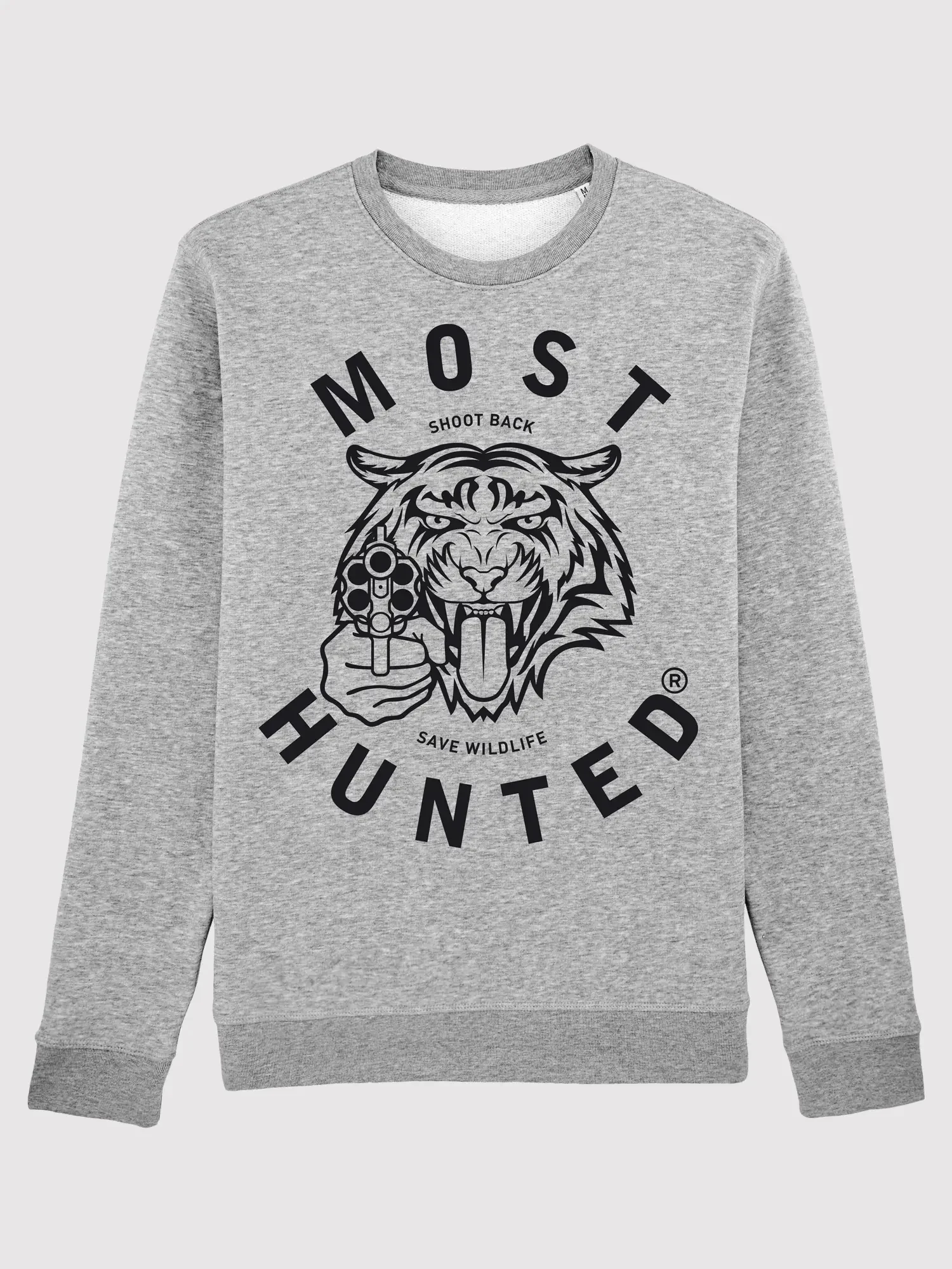 unisex tijger sweater grijs zwart