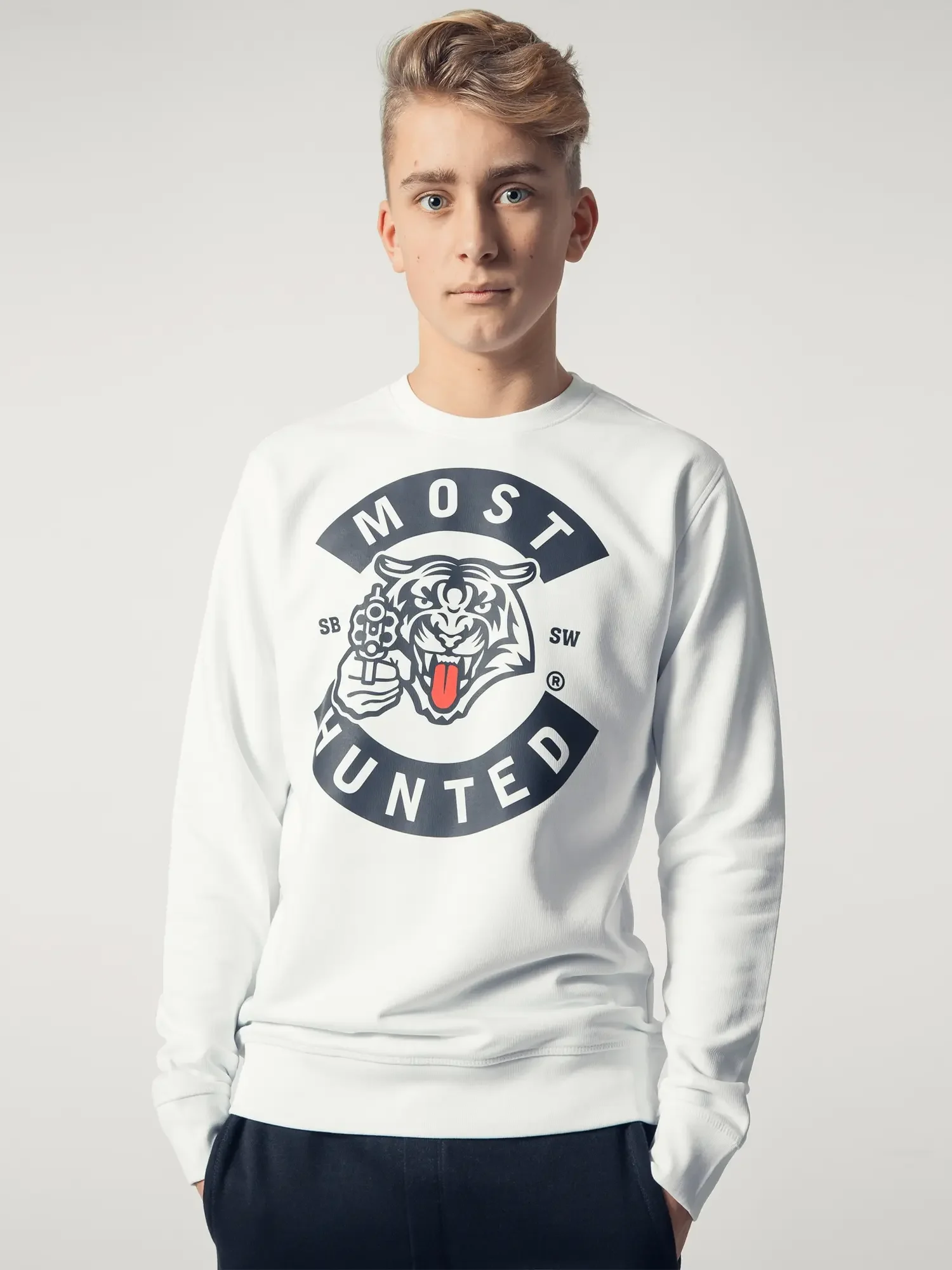 unisex tijger tong sweater wit